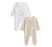 Petit Béguin - Lot de 2 pyjamas bébé en velours ouverture zippée Perle