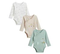 Petit Béguin - Lot de 3 Bodies bébé côtelés Manches Longues Ouverture croisée Kenya