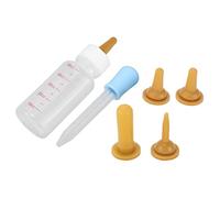 Petit Biberon Portable pour Chiots, écureuils, Chatons, Embout d'alimentation à Bouche Souple, Dose de Contrôle à échelle Claire pour Animaux Nouveau-nés, Silicone ABS (Tétine Marron + Bleu)