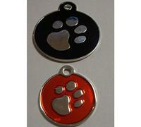 Petit Bleu Disque avec Argent Patte Imprimé Design Gravé Chien/Chat / Animal Id Nom Etiquette Animal Mode - Très Élégant Veuillez Email US Gravure Détails lors de Votre Commande