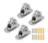 Petit bloc de poulie, rouleau de poulie silencieux en acier inoxydable, fixation murale, chargement fixe, 176 lb, fixes robustes pour équipement bricolage, portail coulissant (4 pièces)