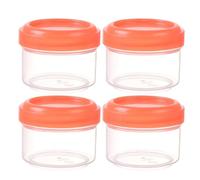 Petit Boite Alimentaire Réutilisable Lot de 4, Mini Pot Plastique de Conservation Bebe de 35ml avec Anti-Fuites Couvercle, Transparentes, Passe Lave-Vaisselle, Micro-Ondes, Congélateur (Orange)