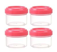 Petit Boite Alimentaire Réutilisable Lot de 4, Mini Pot Plastique de Conservation Bebe de 35ml avec Anti-Fuites Couvercle, Transparentes, Passe Lave-Vaisselle, Micro-Ondes, Congélateur (Rouge)
