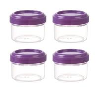 Petit Boite Alimentaire Réutilisable Lot de 4, Mini Pot Plastique de Conservation Bebe de 35ml avec Anti-Fuites Couvercle, Transparentes, Passe Lave-Vaisselle, Micro-Ondes, Congélateur (Violet)