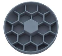 Petit bol d'enrichissement rond en nid d'abeille, alimentation lente pour petits chiens et chats, matériau en silicone gris-bleu, favorise une digestion saine et une recherche de nourriture, 15 cm de