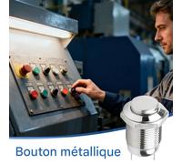 Petit Bouton Poussoir,12mm Multifonctionnel Auto-Réinitialisant Rond - Bouton Métallique Étanche,pour les Équipements Électroniques d'Extérieur, les Machines, l'Automobile, l'Atelier Domestique et