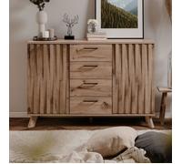 Petit buffet 4 tiroris et 2 portes décor chêne - L126,5 cm - 126,5 cm X 40 cm X 85 cm - Opole Bois Clair