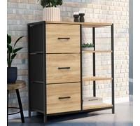 IDMarket - Buffet d'appoint 3 tiroirs et étagères 70 cm Utah Design Industriel