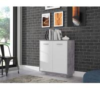 Petit buffet - Ensemble de rangement avec 2 portes - Béton blanc et clair - 82,9 x 34,2 x 88,1 cm