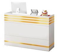 Petit bureau de réception avec tiroirs verrouillables et armoire anti-poussière, parfait pour le bureau de la caissière, le salon de beauté ou le hall d'entrée - Comptoir en bois pour une sécurité