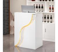 Petit bureau de réception moderne avec comptoir, caisse créative avec tiroir, bureau d'entrée d'ordinateur de bureau avec lumières LED, armoire simple pour salon de coiffure