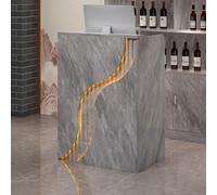 Petit bureau de réception moderne avec comptoir, caisse créative avec tiroir, bureau d'entrée d'ordinateur de bureau avec lumières LED, armoire simple pour salon de coiffure