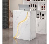 Petit bureau de réception moderne avec comptoir, caisse créative avec tiroir, bureau d'entrée d'ordinateur de bureau avec lumières LED, armoire simple pour salon de coiffure