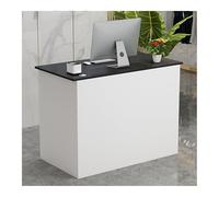 Petit bureau de réception moderne avec tiroir verrouillable et étagères Élégant bureau d'entrée pour bureau ou maison Grand espace de rangement 100 cm - Décor blanc et noir