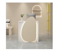 Petit bureau de réception moderne avec tiroir verrouillable pour salon, hall d'entrée, magasin - Couleur crème 60 cm