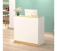 Petit bureau de réception moderne avec tiroir verrouillable sur le devant - Table de comptoir de transactions pour les caisses - Bureau d'ordinateur élégant en bois pour salon de vêtements, magasin de