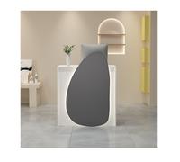 Petit bureau de réception moderne avec tiroir verrouillable, table avant de caissier pour salon, hall, magasin - Bureau d'entrée gris élégant (60 cm)