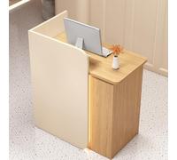 Petit bureau de réception moderne avec tiroir verrouillable Table de réception élégante pour salon et bureau, finition bois beige et naturel, design peu encombrant