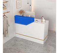 Petit bureau de réception moderne avec tiroirs verrouillables et étagère pour clavier pour bureau, salon, vente au détail, bureau de réception pour caisse enregistreuse et hall d'accueil avec design