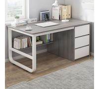 Petit Bureau D'ordinateur avec Rangement 3 Tiroirs,Bureau Informatique Compact en MDF,Table Écriture Moderne Gain de Place pour Chambre,Étudiant,Travail À Domicile D,120CM