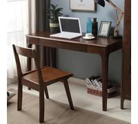 Petit bureau d'ordinateur, bureau d'écriture en bois massif avec 2 tiroirs, bureau moderne multi-usages pour espace de travail et étude