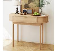 Petit bureau d'ordinateur moderne du milieu du siècle de 99 cm avec tiroir, bureau d'écriture compact pour bureau à domicile, coiffeuse de maquillage, pieds en bois massif, parfait pour les petits