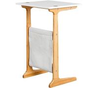 Petit bureau d'ordinateur moderne en forme de C avec sac de rangement, table d'écriture simple, table d'appoint polyvalente pour la maison et le bureau