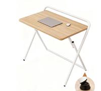 Petit bureau d'ordinateur pliable, aucun assemblage nécessaire, 80 x 50 cm, table pliable pour bureau à domicile, station de travail d'écriture portable pour petits espaces (couleur noyer)