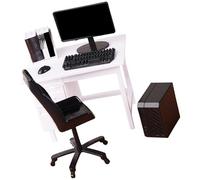 Petit bureau d'ordinateur portable pour les amateurs présentant des styles modernes et un assemblage facile pour maisons de poupées, accessoires de bureau