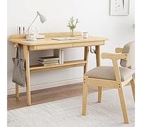 Petit bureau moderne du milieu du siècle avec tiroir de rangement, finition naturelle, 99 cm, bureau d'écriture compact pour bureau à domicile ou salle d'étude