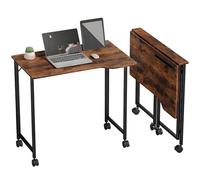 Petit bureau pliant HOMCOM, bureau d'ordinateur pliable de 80 cm sur roulettes pour petits espaces, table d'écriture peu encombrante avec emplacement pour appareils pour bureau à domicile, chambre à