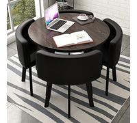 Petit bureau, salle de réception, ensemble table club et chaise, table de négociation, table de vente ronde, table de salle à manger simple de cuisine 80/90 cm, 1 table, 4 chaises, table de salon et