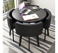 Petit bureau, salle de réception, ensemble table club et chaise, table de négociation, table de vente ronde, table de salle à manger simple de cuisine 80/90 cm, 1 table, 4 chaises, table de salon et