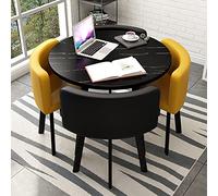 Petit bureau, salle de réception, ensemble table club et chaise, table de négociation, table de vente ronde, table de salle à manger simple de cuisine 80/90 cm, 1 table, 4 chaises, table de salon et
