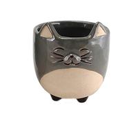 Petit cache pot chat gris 12.5 cm