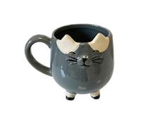 Petit cache pot chat gris en forme de tasse 12 cm