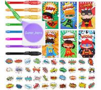 Petit cadeau d'anniversaire pour enfants garçons filles garçons filles garçons stylo UV mini spirale bloc-notes autocollants super-héros stylos magiques enfants pour super-héros