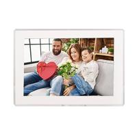 Petit Cadre Photo Numérique Wi-FI avec Application, Écran Tactile HD IPS 10,1 Pouces 1280 x 800, Mémoire 32 Go, Rotation Automatique, Idéal pour Un Cadeau Personnalisé White