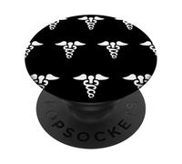 Petit caducée Symbole de médecine Tige de bâton d'Asclépios PopSockets PopGrip Adhésif