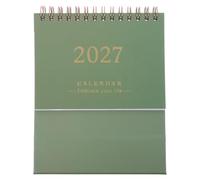 Petit Calendrier de Bureau 2026-2027 à Feuillets Vert, Papier | Format Compact pour Petit Bureau, Reliure Double Fil, Pages Perforées, Suivi des Échéances, École