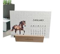 Petit Calendrier De Bureau 2026,Organisateur et Planificateur de Bureau Mignon avec une Base en Bois,Calendrier de pour 12 Mois - pour la Maison, l'École, la Salle de Classe, le Dortoir et le S