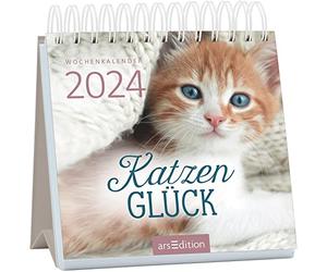 Petit calendrier hebdomadaire 2024 : petit calendrier de table avec des mots sages sur les chats