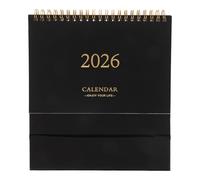 Petit Calendrier Mensuel 2026 de Bureau Noir, Planning Minimaliste Debout | Reliure Métallique Double, Papier Épais, Pages Mensuelles, Objectifs, Priorités, Listes de Tâches et Notes, pour École