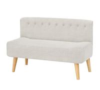 Petit Canapé 2 Places en Lin,Canapé lit scandinav en Mousse à Mémoire,Canapé relax avec Dossier Ergonomique,pieds en bois,Chauffeuse 2 places pour Salon,Chambre,Bureau,Appartement(117x75x55cm,Blanc)