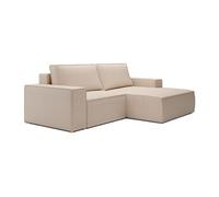 Petit canapé d'angle droit convertible en tissu texturé beige AMELIA