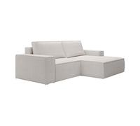 Petit canapé d'angle droit convertible en velours côtelé beige AMELIA