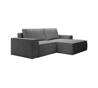 Vente-unique - Petit canapé d'angle Droit Convertible en Velours côtelé Gris Anthracite Amelia - 3 Places