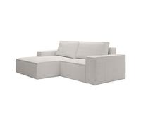 Petit canapé d'angle gauche convertible en velours côtelé beige AMELIA