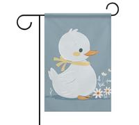 Petit canard blanc Drapeau de jardin d'été double face 30,5 x 45,7 cm Drapeaux de jardin Printemps Soleil Drapeaux de jardin Décoration extérieure