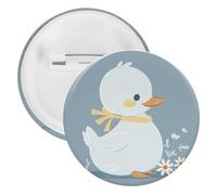Petit canard blanc en fer blanc - Broche ronde personnalisée - Grand bouton artisanal - Convient pour les enseignants, les infirmières, les médecins, le personnel, les cadeaux de fête, 5PCS, Plastique